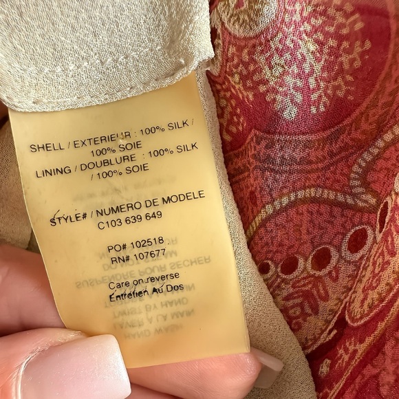 Alice + Olivia Pink Silk Chiffon Long Dress Sz S Paisley Print V-Neck Slit Gown - Picture 8 of 9